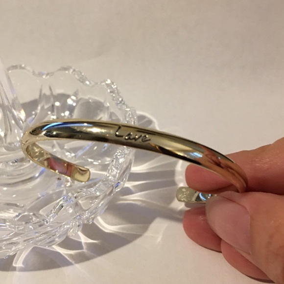 14K plated silver engraved “Love” cuff - Picture 5 of 6
